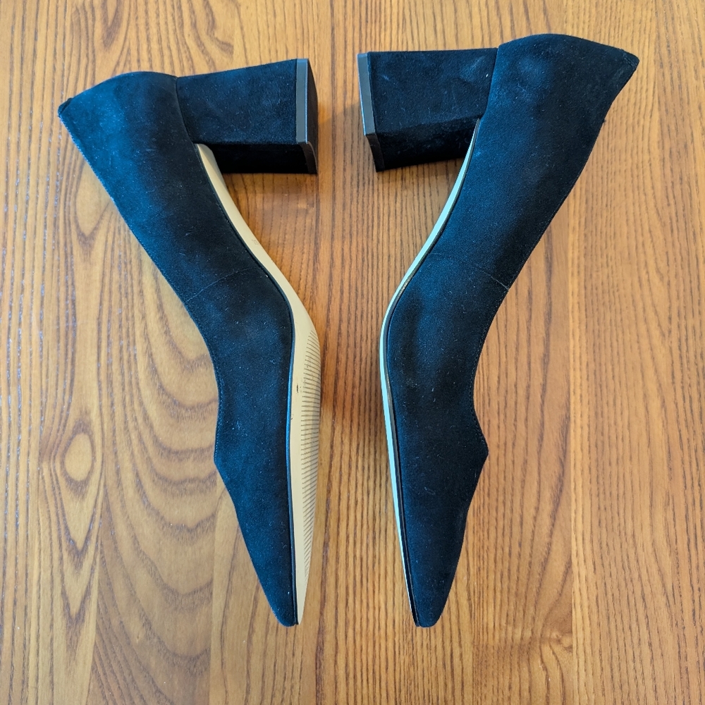 Marc Fisher Black Faux Suede Block Heel Pumps, Size 10M - Picture 6 of 9